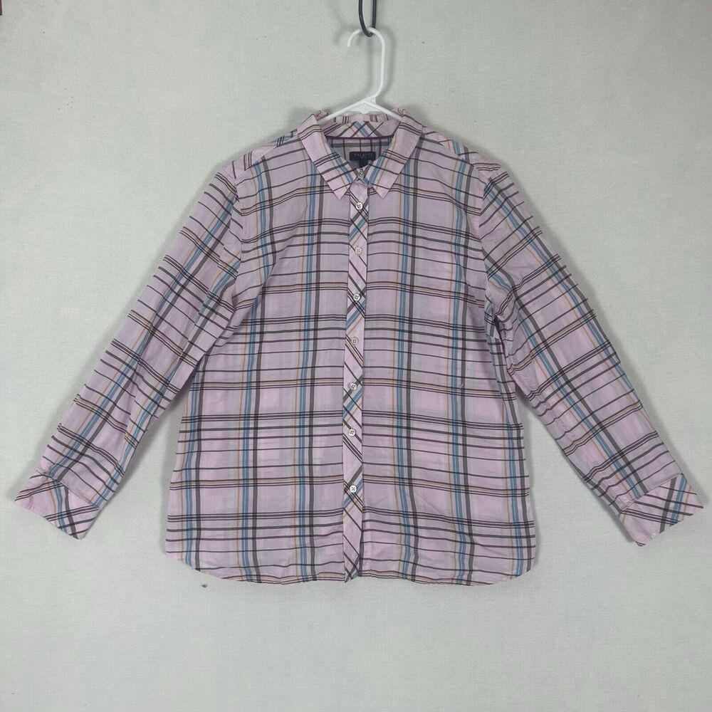 Talbots Petite Pink Plaid Button Up Shirt Womens Size Small SP Casual Preppy